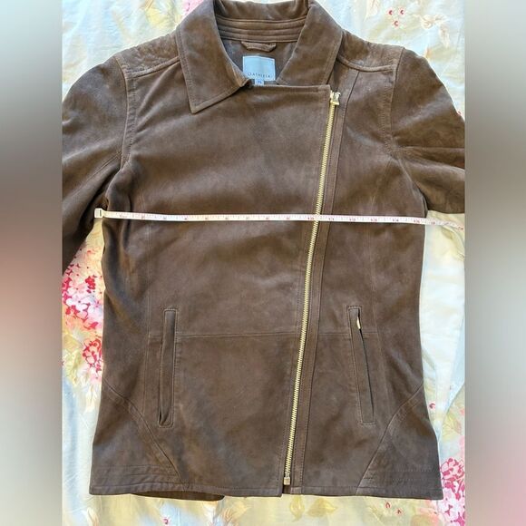 Athleta Helena Suede Leather Moto/Biker Jacket Brown Size XS Fully Lined EUC - Picture 12 of 14